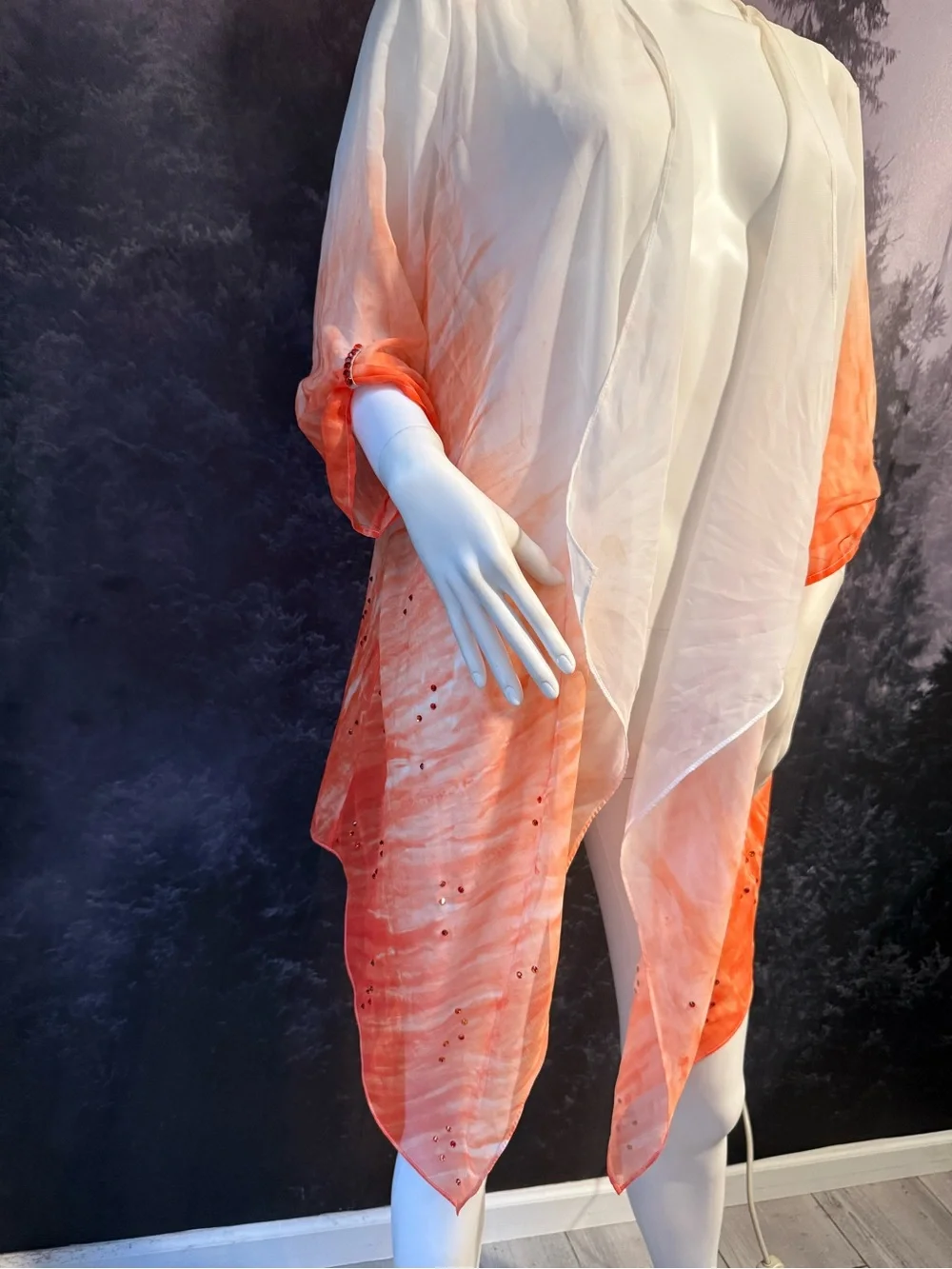 Source Unknown White to Orange Ombre Swim Coverup